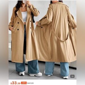 Classic Tan Trench Coat - Double Breasted